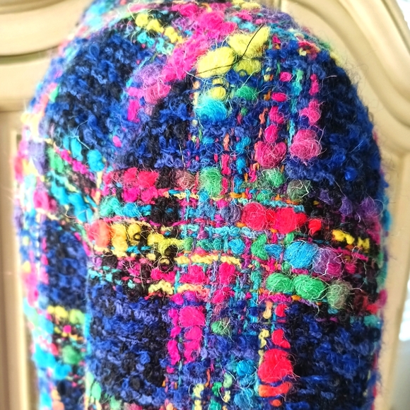 FABULOUS VTG "ANNE KLEIN" MUTI COLOR WOOL & MOHAIR JACKET W/ FRUIT SALAD… - Picture 11 of 15